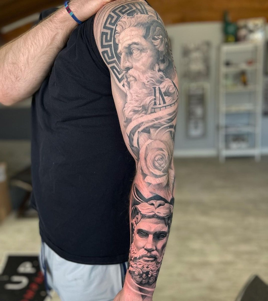 half sleeve religious tattoo designs for men