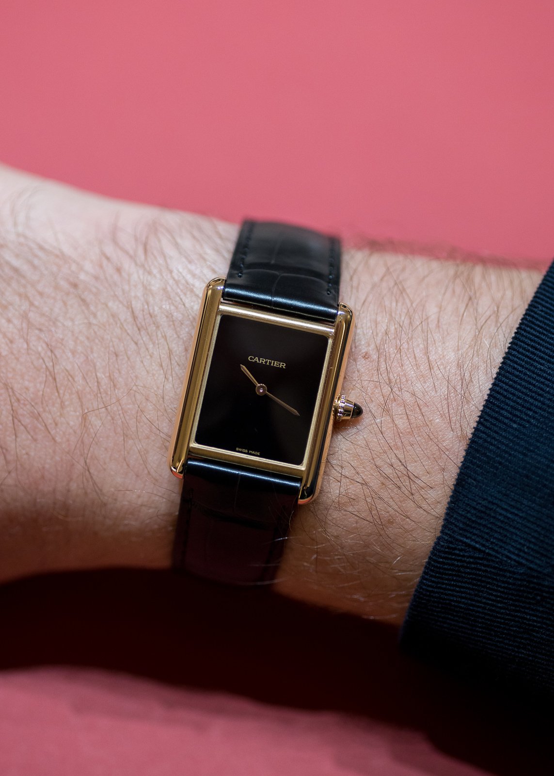 Cartier black best sale face watch