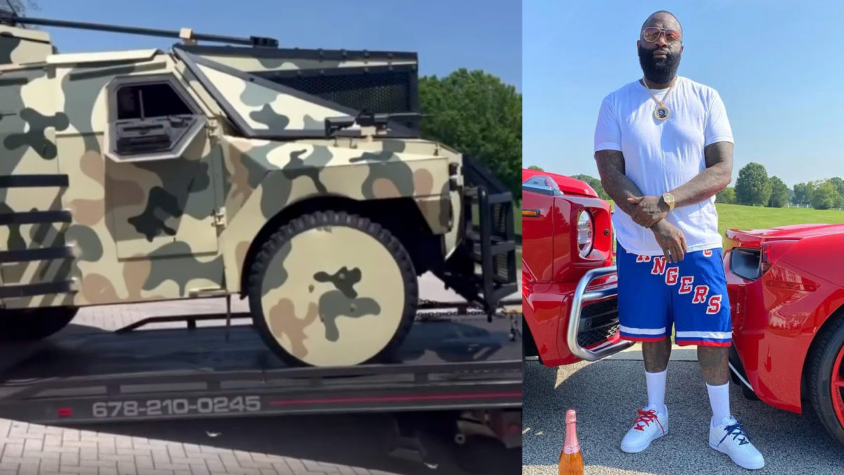 Rick Ross Shows Off His Camouflage Tank With Louis Vuitton Leather Seats