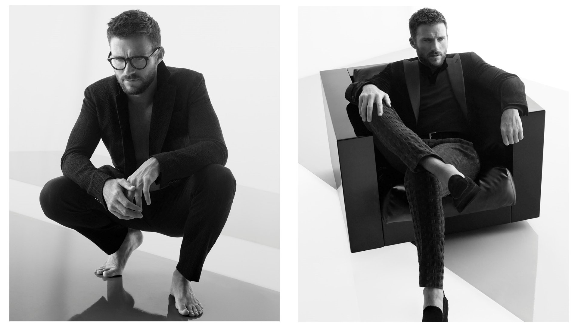 Scott Eastwood Strikes A Stoic Pose For Giorgio Armani AW 2022