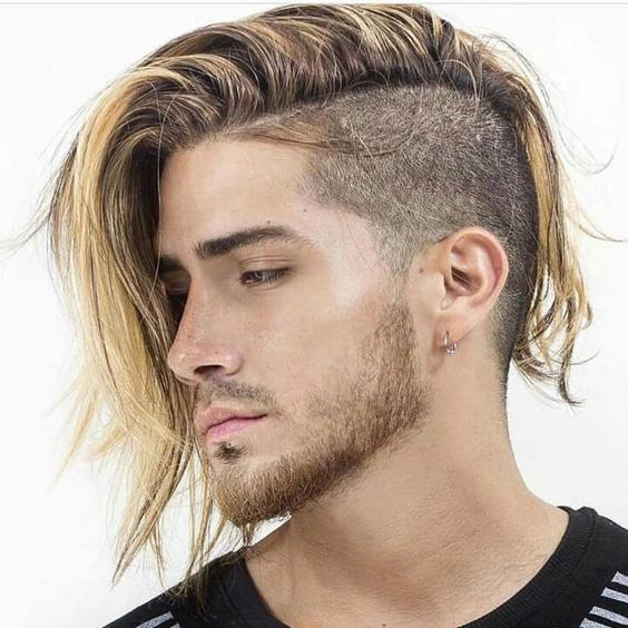 Long hair deals shaved sides men