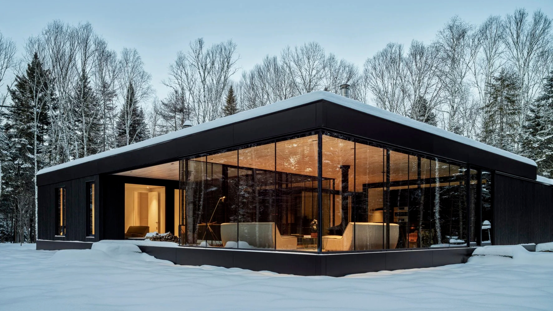 This Secluded Cabin In The Forests Of Quebec Is A Low-Slung Modernist Masterpiece