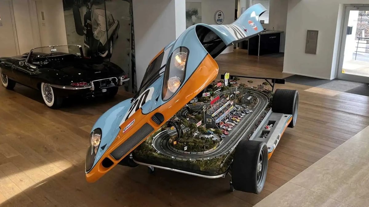 $300K Slot Car Track Hidden Inside A Replica Porsche 917