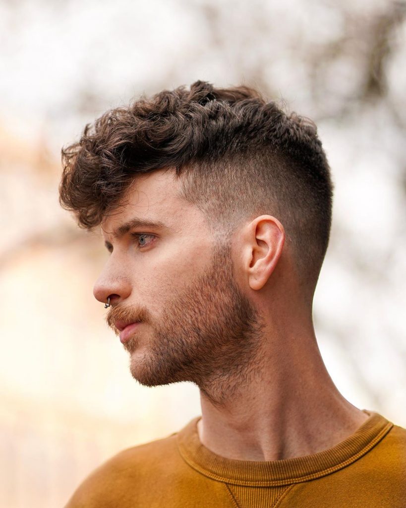 Curly hair store fade men