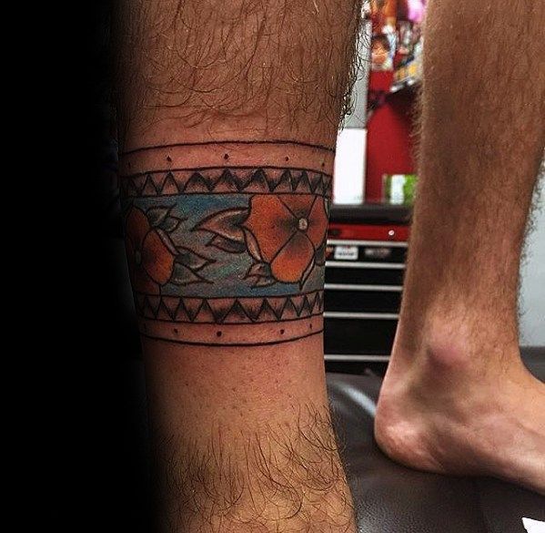 solid band tattoo leg