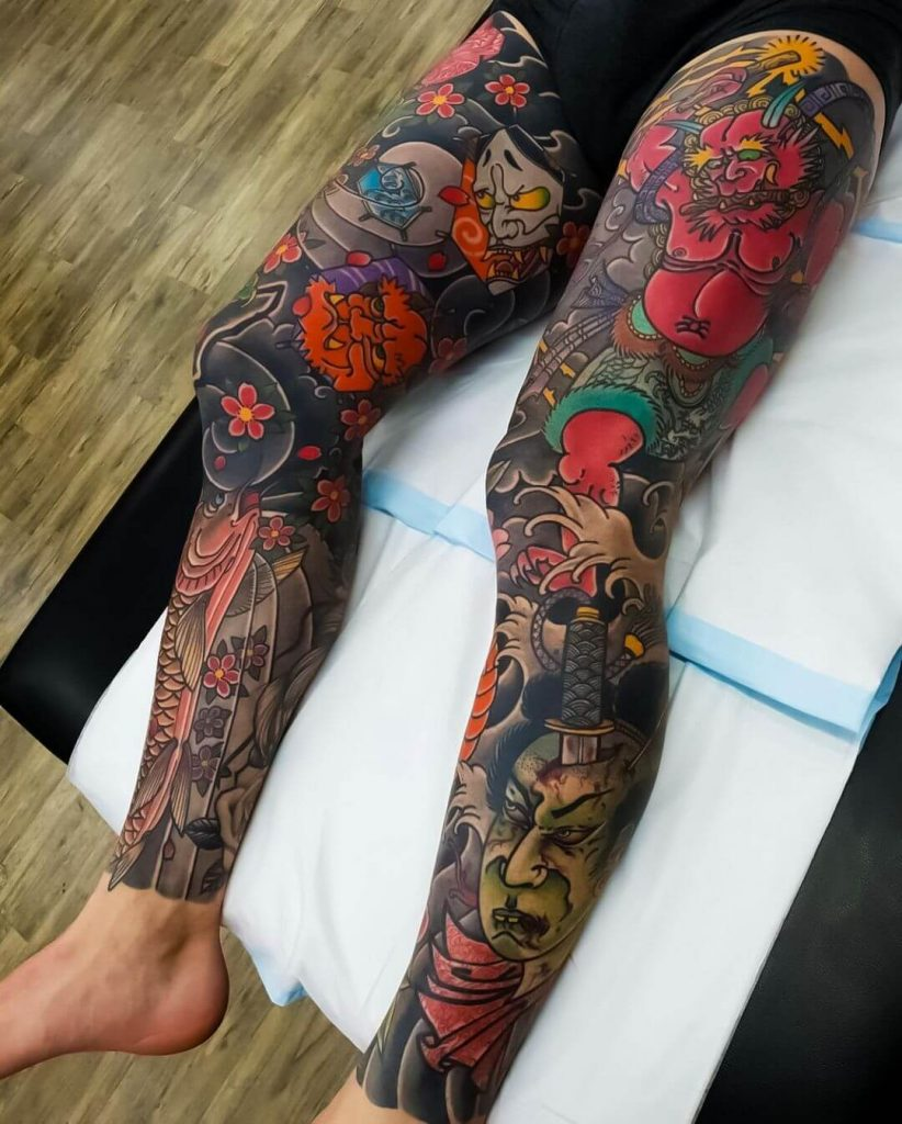 Full leg sleeve tattoo