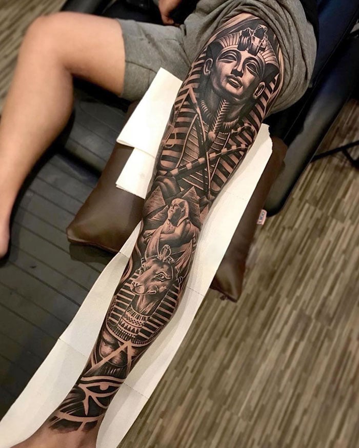 Calf Sleeve Tattoo Design for Men