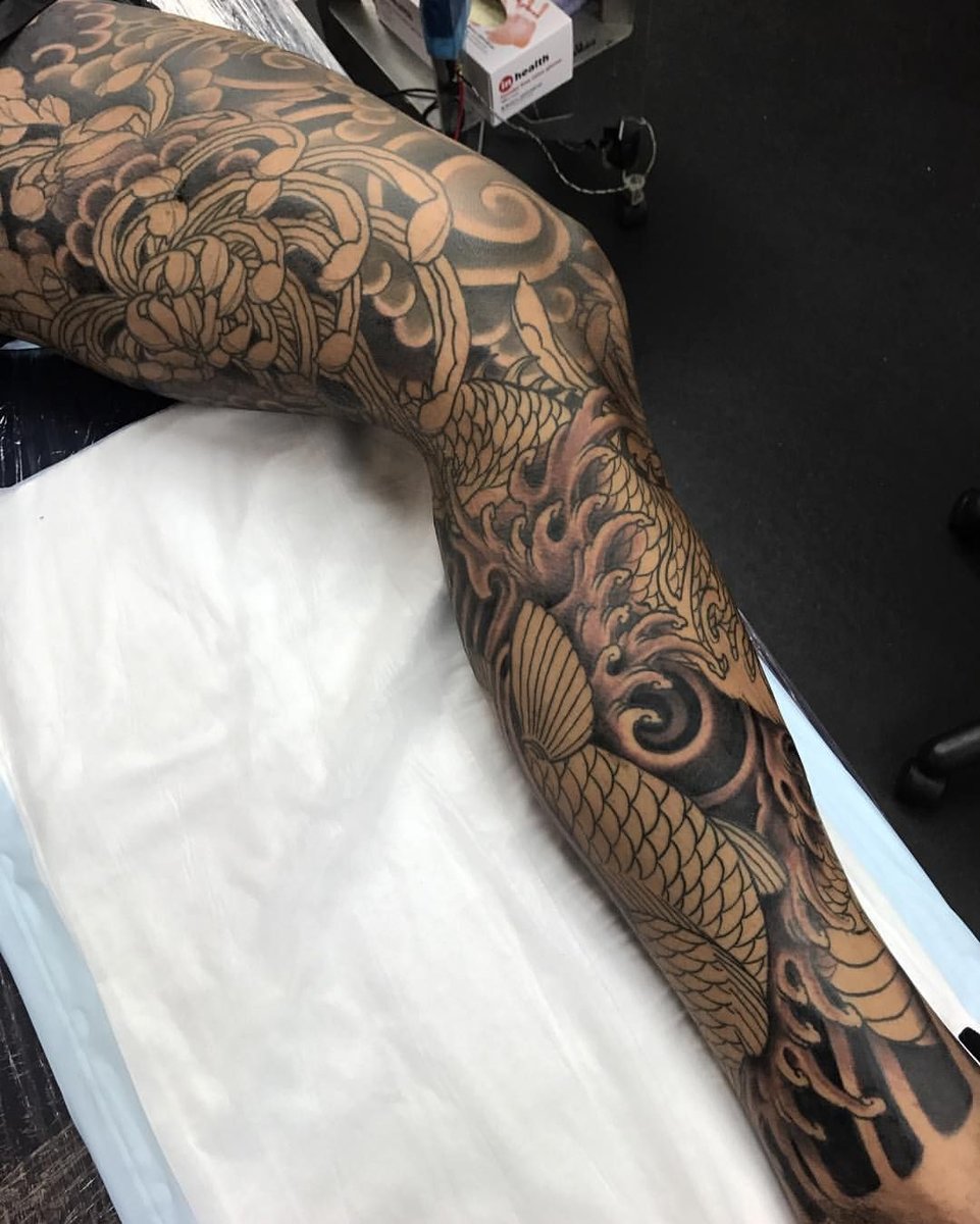 Half leg sleeve Japanese  Calf sleeve tattoo, Japanese leg tattoo