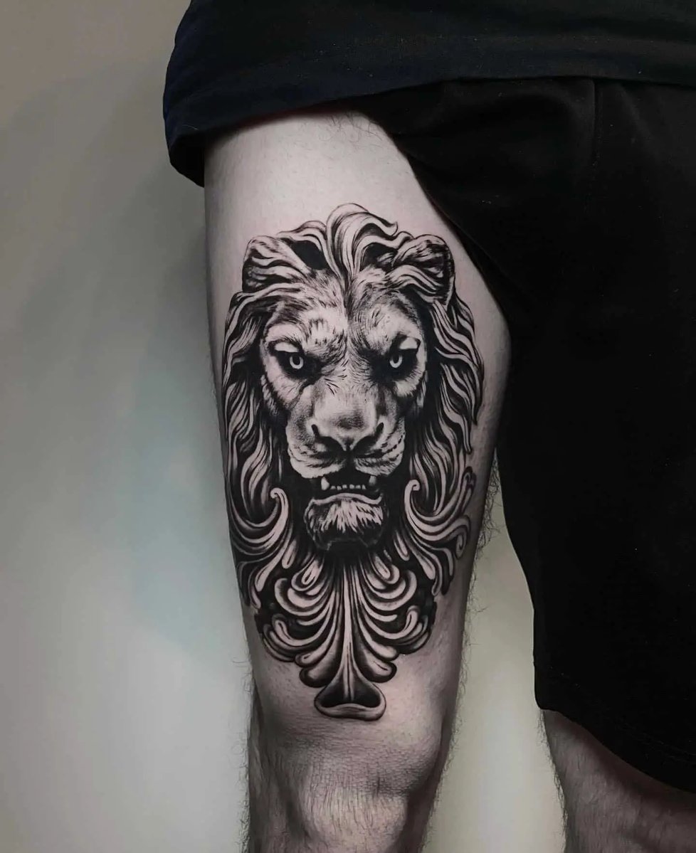 Black & Grey Lower Leg Tattoo