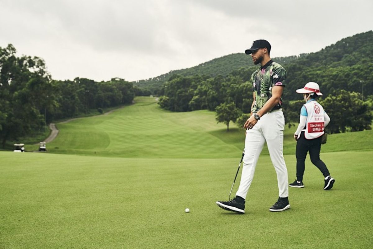 steph curry floral golf shirt