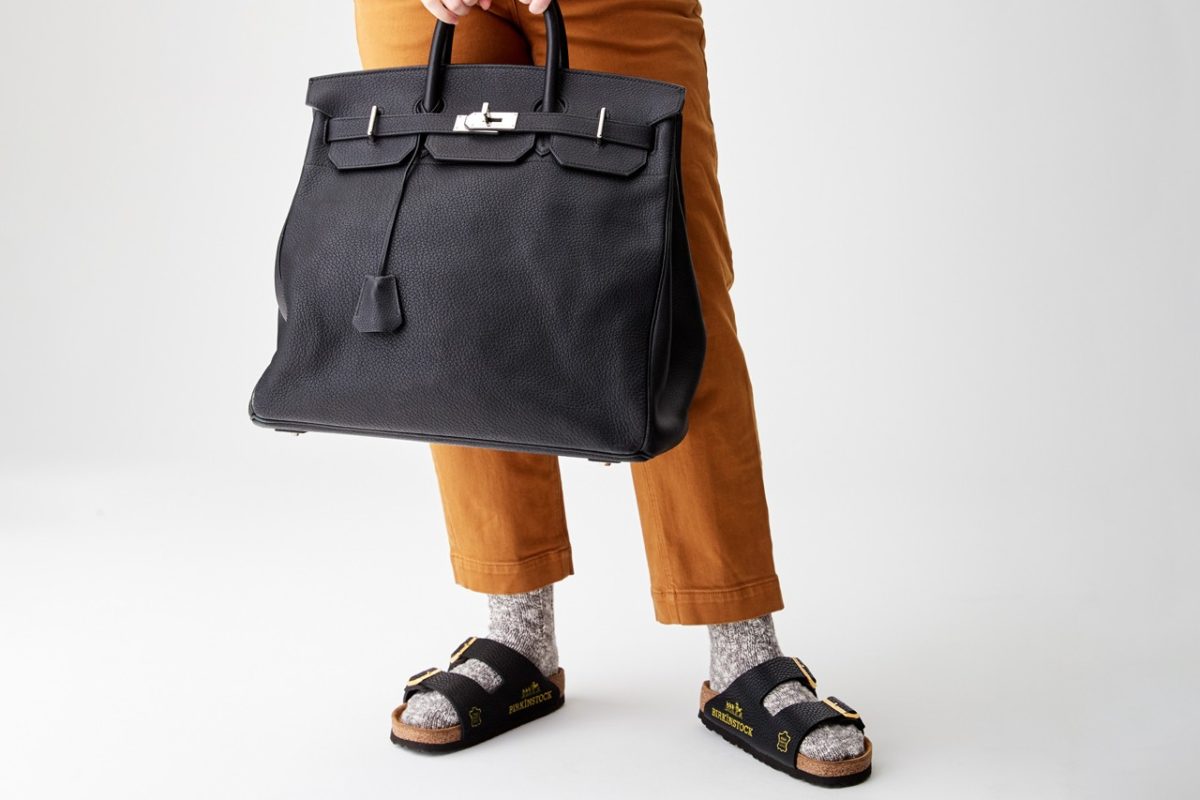 MSCHF Birkinstock with white socks.