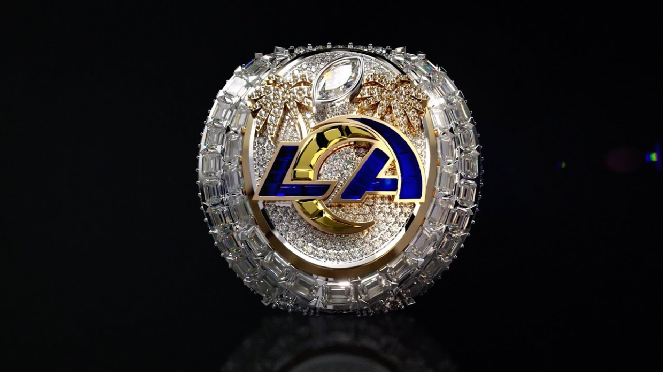 The LA Rams Super Bowl ring has 20 carats worth of diamonds