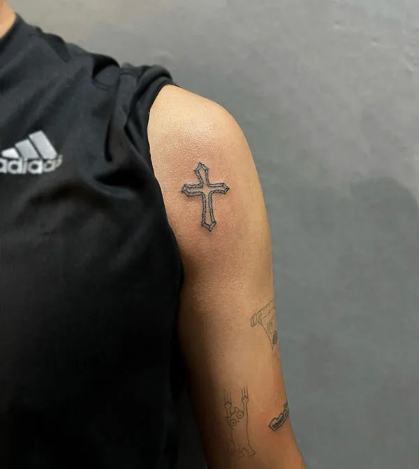 shoulder blade cross tattoos